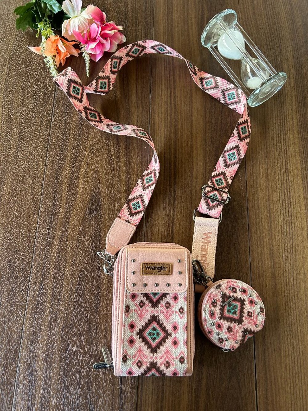 Wrangler Blush Crossbody Cell Phone Purse Cellphone Wallet with Coin Pouch